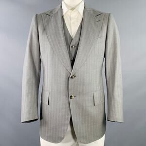 ASTOR & BLACK 44 Grey Brown Pinstripe Single Breasted Sport Coat Vest Suit Set
